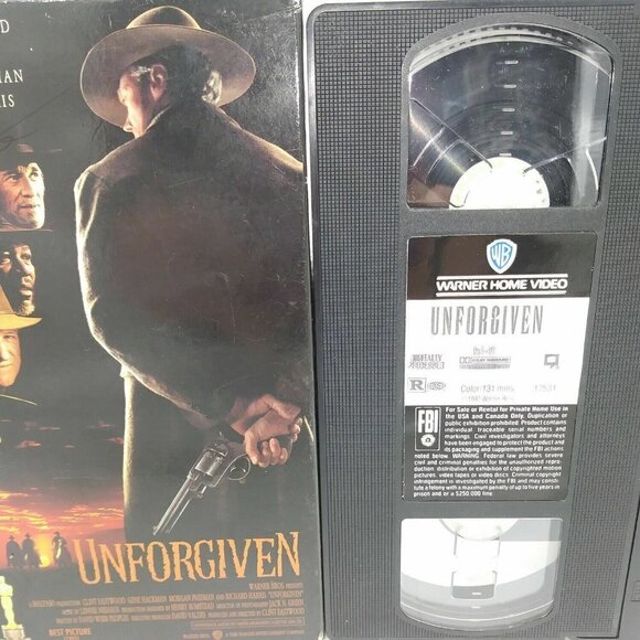 Unforgiven VHS 1992 - Clint Eastwood Hackman Morgan Freeman Revisionist Western - Picture 8 of 9